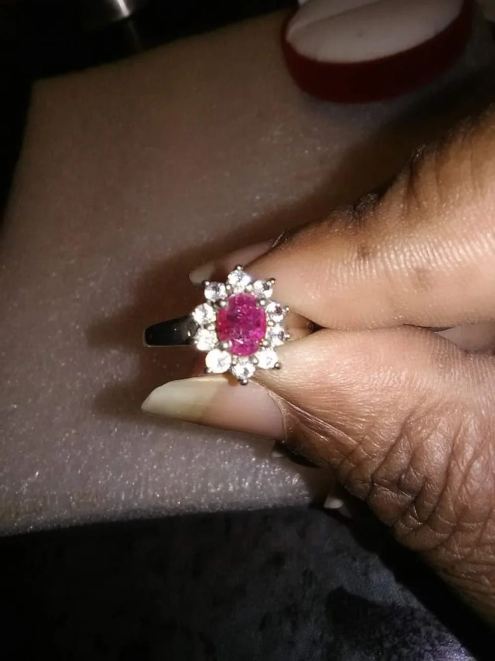Sterling Silver Ruby & White Topaz Ring elegant silver